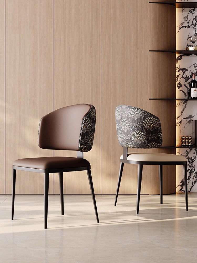 Modern metal dining chairs are light and luxurious